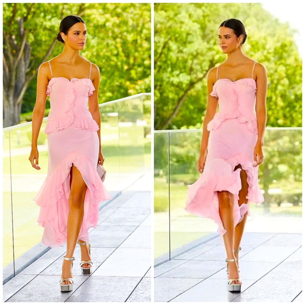 Gianni Bini “Sam” Sweetheart Neck Ruffle Chiffon Dress – Size 8